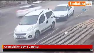 Siverek’te otomobillerin çarpışma anı kameraya yansıdı