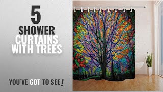 Top 10 Shower Curtains With Trees [2018]: NYMB Creative Trees Decoration Bath Curtain, Colorful