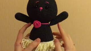 Crochet cat ballerina toy. Вязаная кошка-балерина