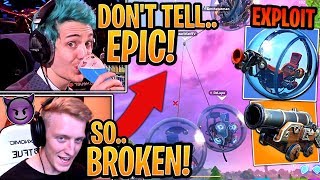 Ninja & Streamers Show *NEW* Overpowered "FLY" Trick with the New Baller and Cannon! - Fortnite