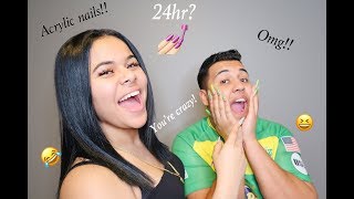 BOYFRIEND GETS HIS NAILS DONE FOR 24hrs! NON-STOP LAUGHING! *MUST WATCH*