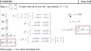Matrizes e Trigonometria (IME 2016, Objetiva, Questão 9)