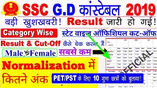 SSC G.D CONSTABLE RESULT 2019|POST WISE CUT-OFF FOR MALE & FEMALE|STATE WISE CUT-OFF