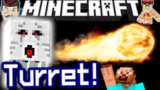 Minecraft FIREBALL SPAWNER Turret - Player Powered!
