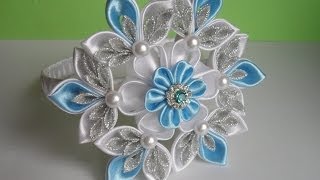 Новогодняя Снежинка . Ободок для волос Канзаши / Christmas Snowflake . Headband Hair Kanzashi
