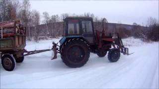 МТЗ 82 и ГАЗ 53 . Едим по столбики на старую деляну. Погрузка столбиков По дрова на ГАЗоне