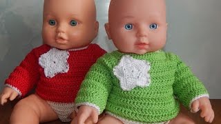 Одежда для кукол крючком. Кофта с аппликацией"Звёздочка"