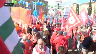 LIVE: Unions and anti-fascist activists demonstrate in Rome