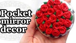 Декор карманного зеркальца полимерной глиной | DIY: Pocket mirror decor | Polymer Clay Tutorial