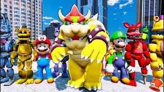 ANIMATRONICS & SUPER MARIO ODYSSEY BOWSER ADVENTURE! (GTA 5 Mods FNAF RedHatter)