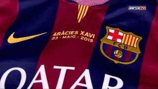 Xavi's shirt and the dressing room before his final league game