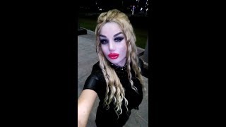 Ultra realistic silicone female mask "Candy" walking down the street