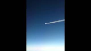 Boeing 747 over the Mediterranean sea