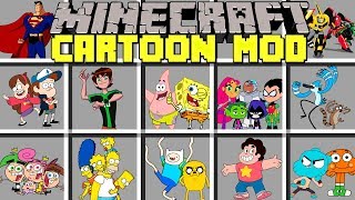 Minecraft CARTOON MOD l SPONGEBOB, TEEN TITANS, ADVENTURE TIMES, REGULAR SHOW! l Modded Mini-Game