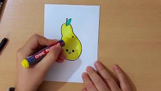 Sevimli Çizimler: Armut Resmi Nasıl Çizilir/ How to Draw a Cute Pear