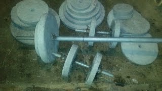 KAKO NAPRAVITI TEGOVE ,ŠIPKU I BUČICE- How to make weights, bar and dumbbell