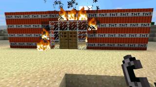 A small house made out of TNT and destroyed