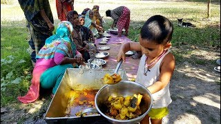 Big Wallago Catfish Cooking Prepared By 3 Years Children - Cute Baby Sneyha's Cooking Show