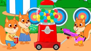 Famille d'Écureuil - Machine Mobile à Gommes Animé 2023 en Français