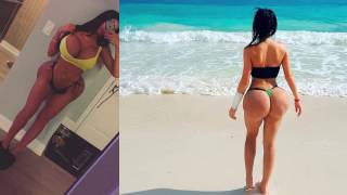 Kristyna Martelli on beach fake big booty, plastic instagram models
