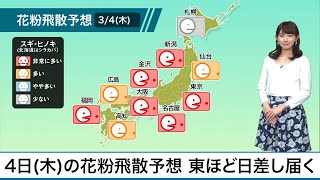3月4日(木)の花粉飛散予想　飛散が非常に多い