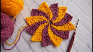 ?Вязаный цветок "Колесо фортуны".  Вязание для начинающих  Урок 185 Knitted flower
