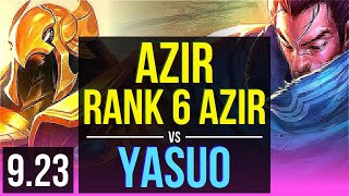 AZIR vs YASUO (MID) | Rank 6 Azir, 1.7M mastery points, 1200+ games | NA Challenger | v9.23