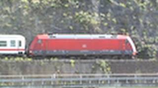 Nordportale Loreley Tunnel Umleiterverkehr rechte Rheinstrecke und Weichenstörung