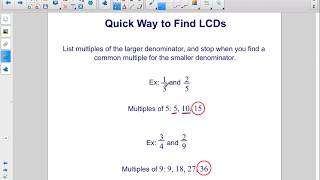 Pre Algebra NandO PT 2 Finding Common Denom