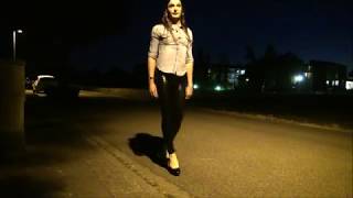 Outdoors In Shiny Leggings & High Heels - See Me Crossdressing!!!