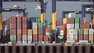 LIVE: View of UK's Felixstowe Port as operations are affected by cargo congestion