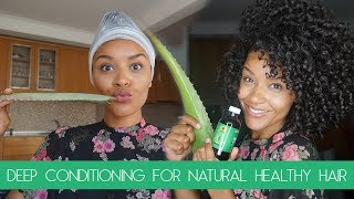 HOT OIL AND ALOË VERA DEEP CONDITIONING FOR HEALTHY SHINY HAIR (ALL HAIR TYPES)