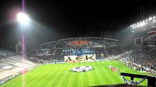 tifos MARSEILLE - AEK / OLYMPIAKOS + CHANT