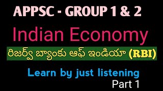APPSC || TSPSC || GROUP 1|| Group 2 || Indian Economy || RBI