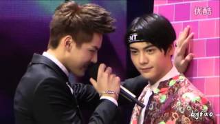 150315 Wu Yi Fan and William Chan playing 'Bi dong' game - Happy Camp recording 2015 [74]