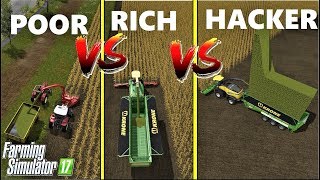 Farming Simulator 17 : POOR vs RICH vs HACKER | SILAGE MAKING COMPARISON