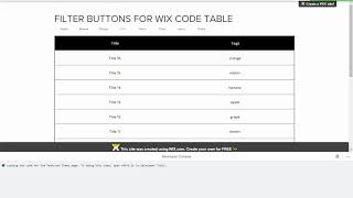 Wix Code: Creating Filter Buttons | User Input Table