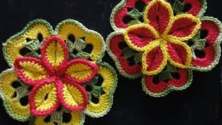 Объёмный цветок из квадратов Volumetric flower of squares Crocheting