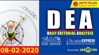 EDITORIAL ANALYSIS !! 08 February 2020 !! { India’s international trade approach }