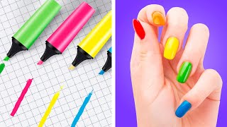 Creative Beauty Hacks | Hair Dyeing And Nail Design