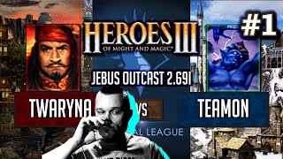 Герои 3 - twaryna vs team0n - Jebus Outcast Global League - Bo2 Игра #1 HotA