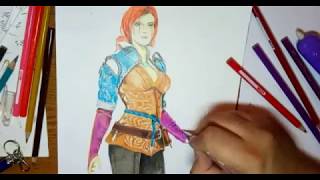 Рисунок карандашом Трис Меригольд Ведьмак / Speed drawing - Triss Merigold (Witcher)