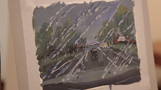 «Уроки рисования». Дождливый пейзаж гуашью (21.10.2016)