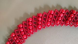 Beautiful beaded necklace. DIY. Колье из бисера и бусин # Бисерная сетка
