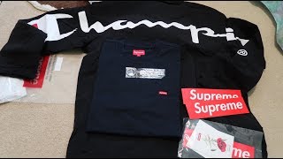 Supreme SS18 Week 5 Pickup/Unboxing Champion Track Jacket, Small Box Tee + Keychain