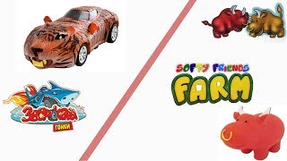 машинки зверокары против игрушек антистресс softy friends farm