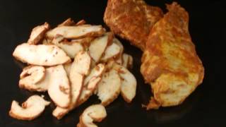 Нарезка отварной куриной грудки ломтиком 5 мм на многофункциональном аппарате Foodlogistik_ROVABO