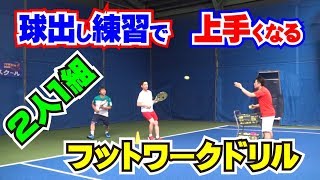 テニスは球出し練習で上手くなる。２人１組で行なうフットワークドリルを紹介。Tennis Rise テニス・レッスン動画
