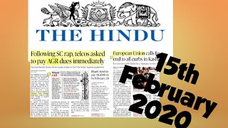 The Hindu Newspaper 15th February 2020