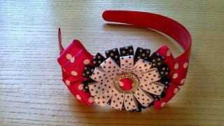 Ободок Канзаши в горошек. / Bezel kanzashi dots.
